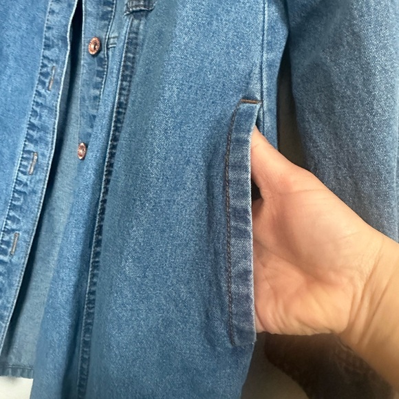 Frye Blue Denim Jacket Dress Womens Size Large - Picture 3 of 5